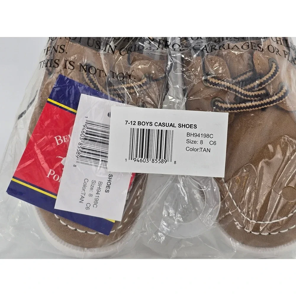 Beverly Hills Polo Club Boat Shoes Boys Size 8 Tan BH94198C - New